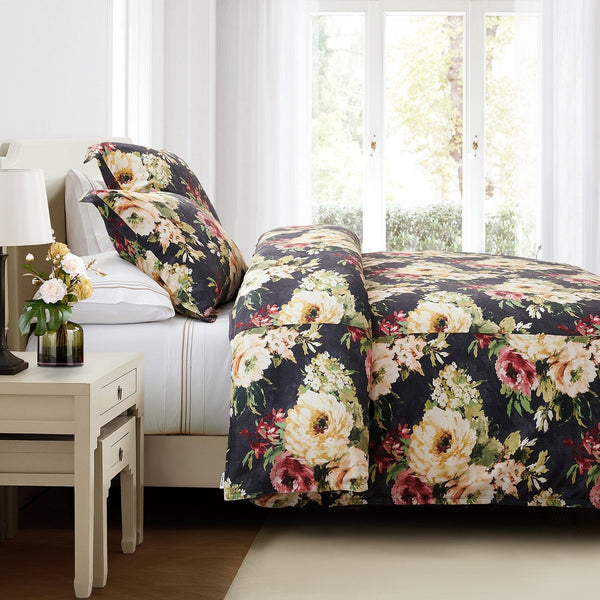 Peony Washed Linen Bedding Set Comforter / Duvet Cover