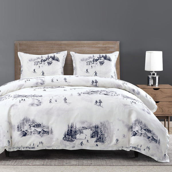 Ski Toile Lyocell Bedding Set Comforter / Duvet Cover