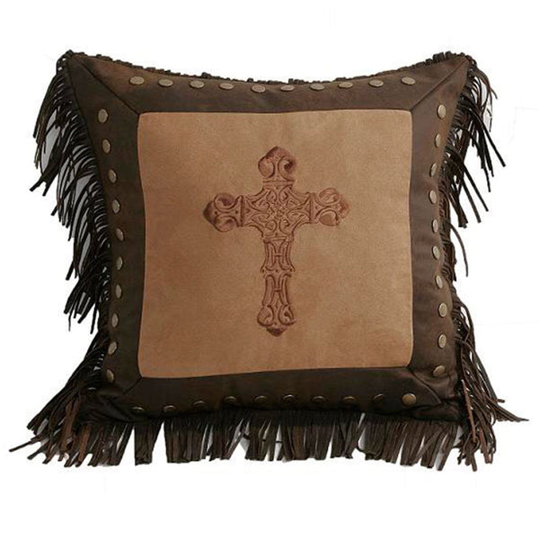 Copper Cross Throw Pillow w/ Brass Studs