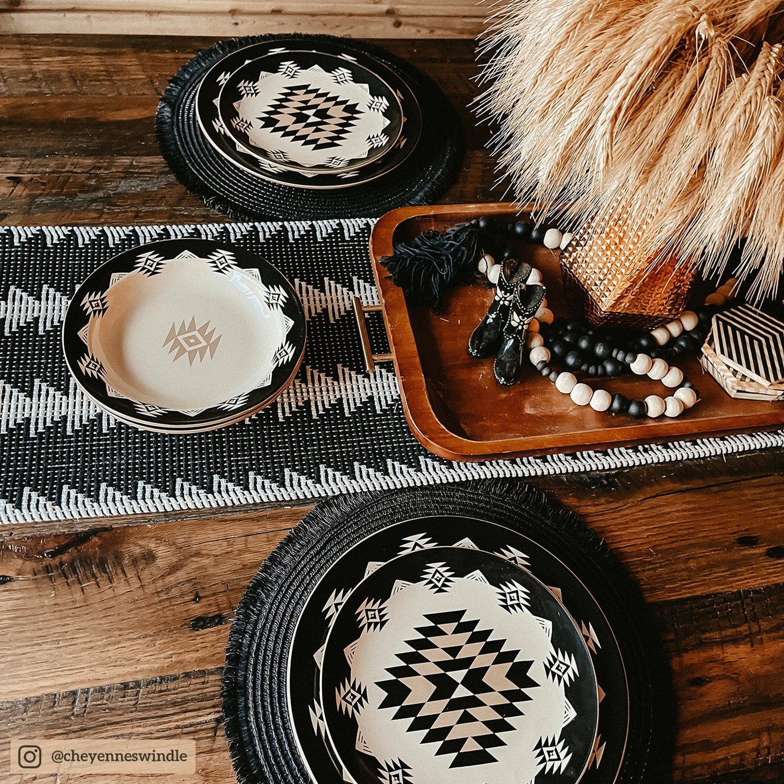 Chalet Aztec 19PC Dinnerware and Canister Set | HiEnd Accents