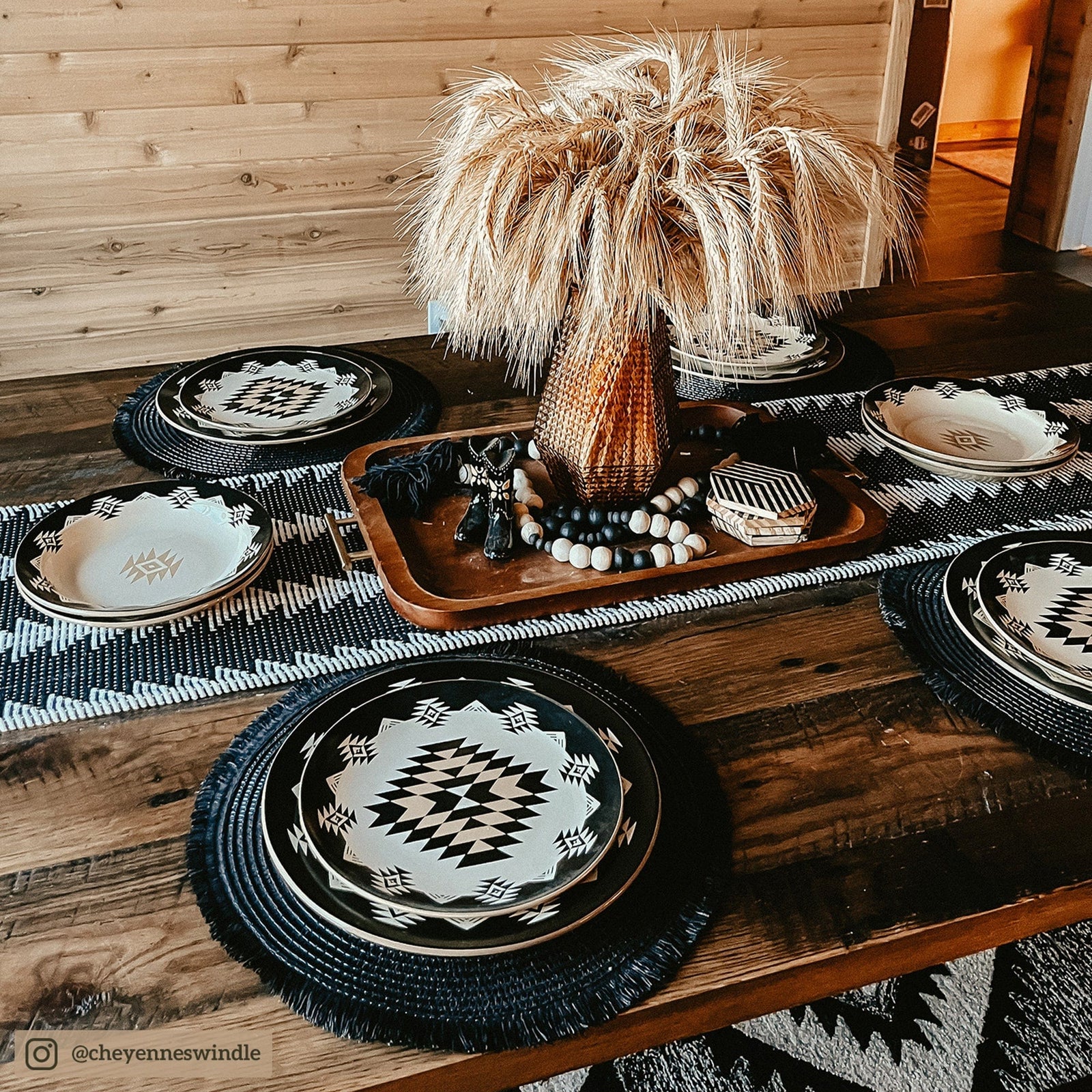 Chalet Aztec 19PC Dinnerware and Canister Set | HiEnd Accents