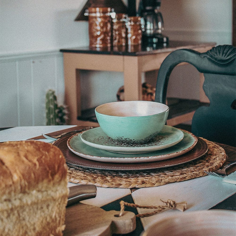 Turquoise discount dinnerware set