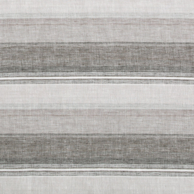 100% French Flax Linen Variegated Stripe Duvet Cover Set - Charcoal Duvet Cover