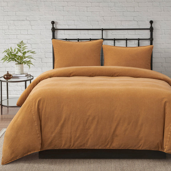 Stonewashed Cotton Canvas Duvet Cover Set Duvet Cover