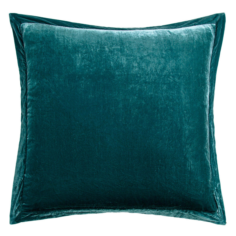 Stella Faux Silk Velvet Flanged Euro Sham Teal Euro Sham