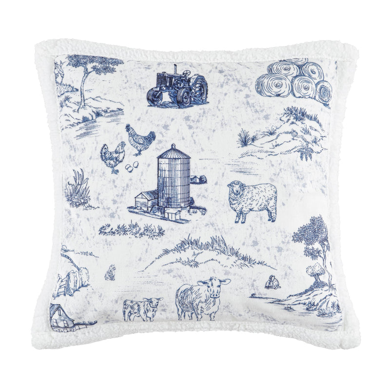 Farm Life Campfire Sherpa Throw - Blue
