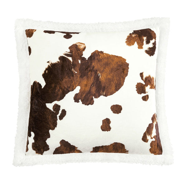 Elsa Cowhide Campfire Sherpa Pillow Brown Pillow