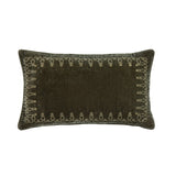 Stella Faux Silk Velvet Embroidered Lumbar Pillow Fern Green Pillow