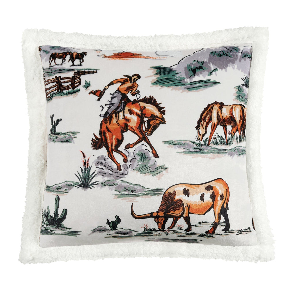 Ranch Life Western Toile Campfire Sherpa Pillow, Duffle Bag