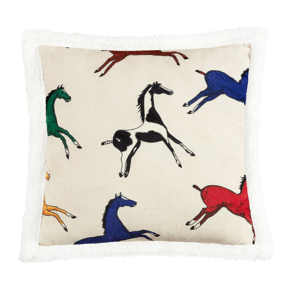 Wild Horses Campfire Sherpa Pillow Pillow