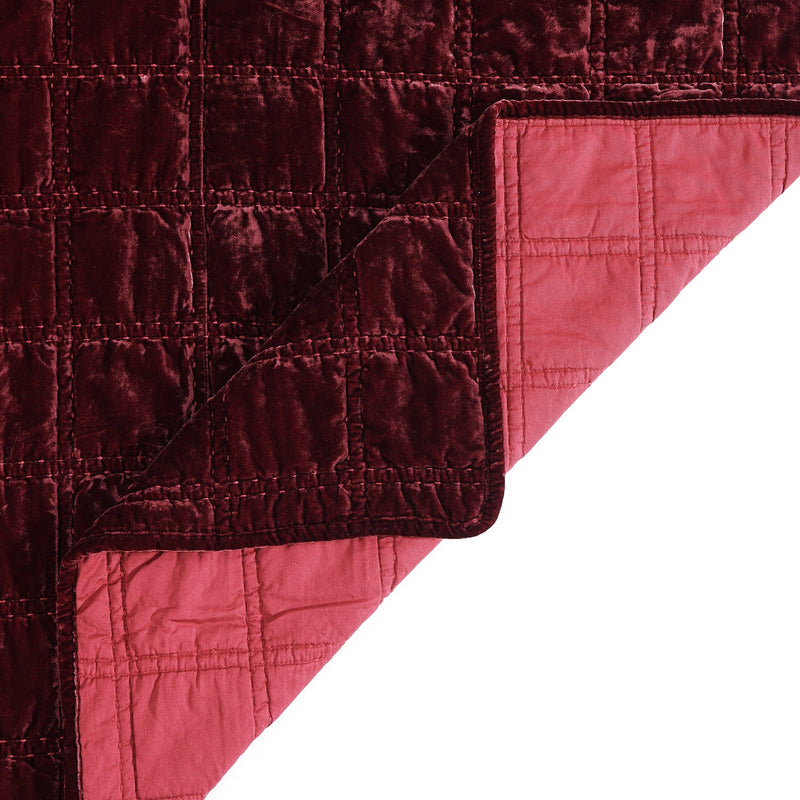 Stella Faux Silk Velvet Double Box Stitch Quilt Set Quilt
