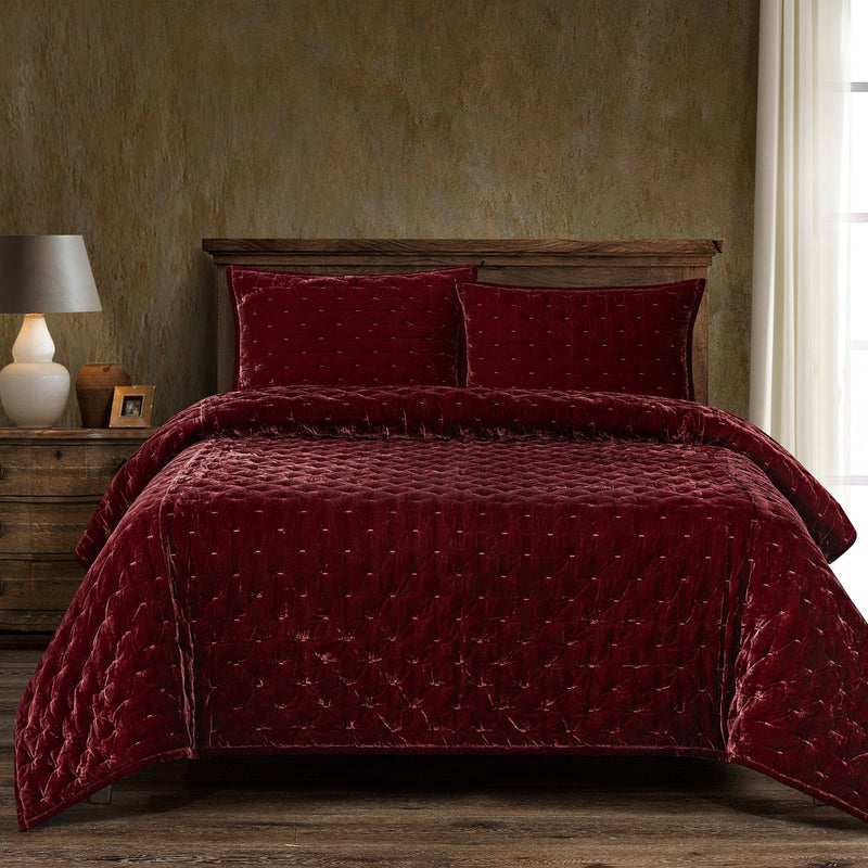 Stella Faux Silk Velvet Quilt Set Quilt