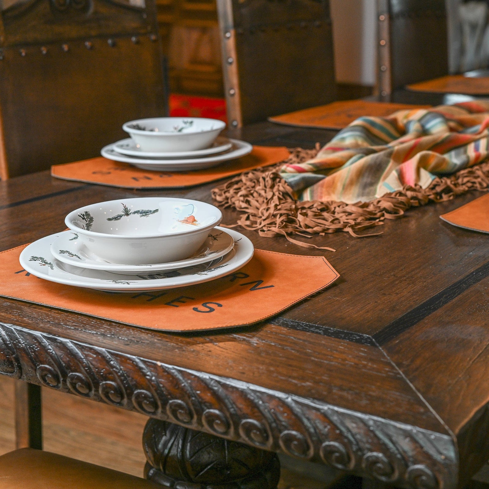 Ranch Life 16PC Ceramic Dinnerware Set, Duffle Bag HiEnd Accents