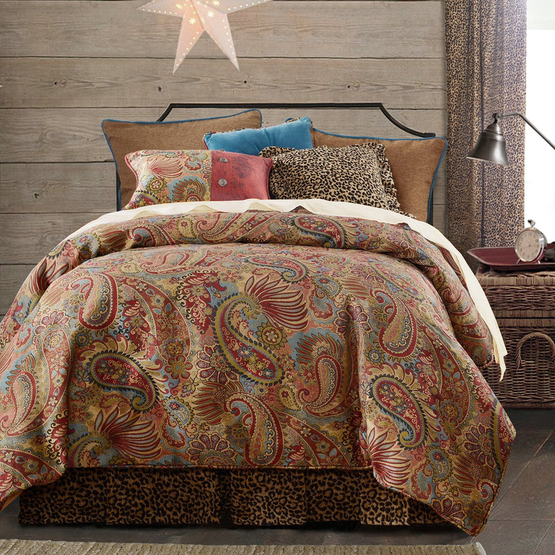San Angelo Comforter Set, Teal & Leopard