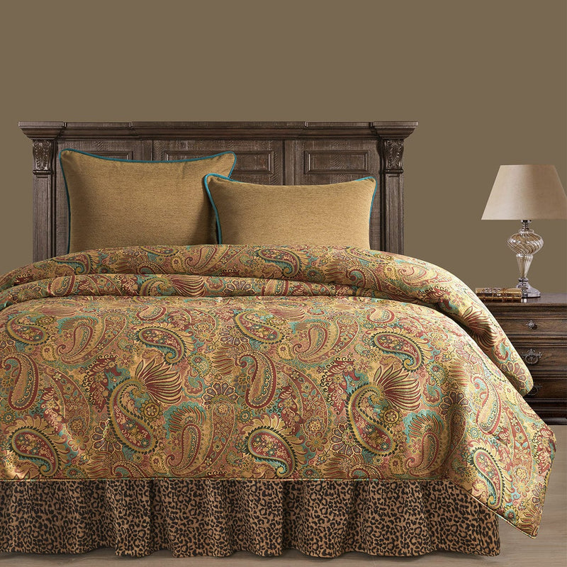 San Angelo Comforter Set, Teal & Leopard
