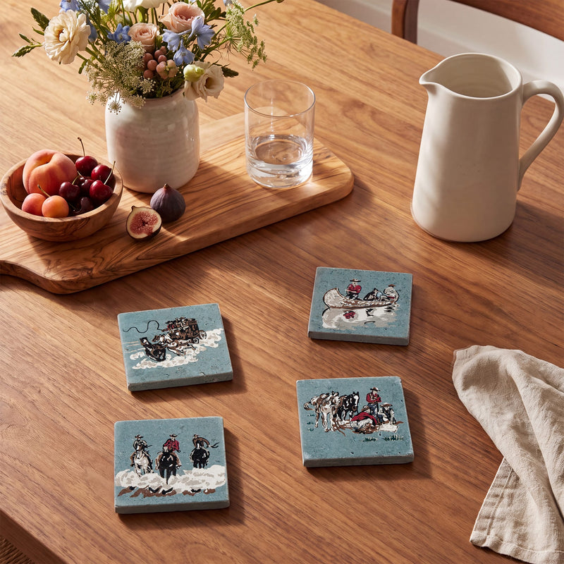 Settler Coaster, Traveling Settler, Set of 4