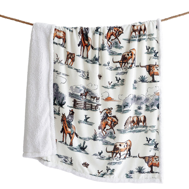 Ranch Life Western Toile Campfire Sherpa Throw Duffle Bag Throw