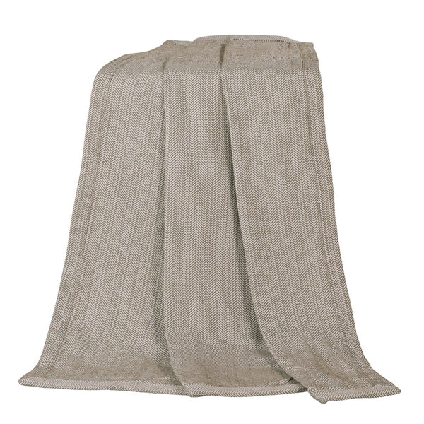 Fairfield Herringbone Taupe Throw Blanket Throw