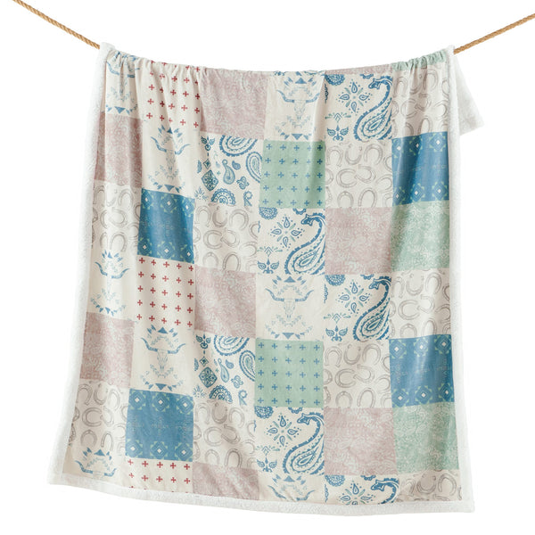 Patchwork Paisley Campfire Sherpa Throw Throw