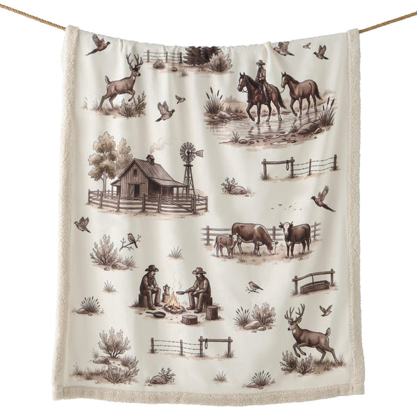 Western Range Campfire Sherpa Throw Throw
