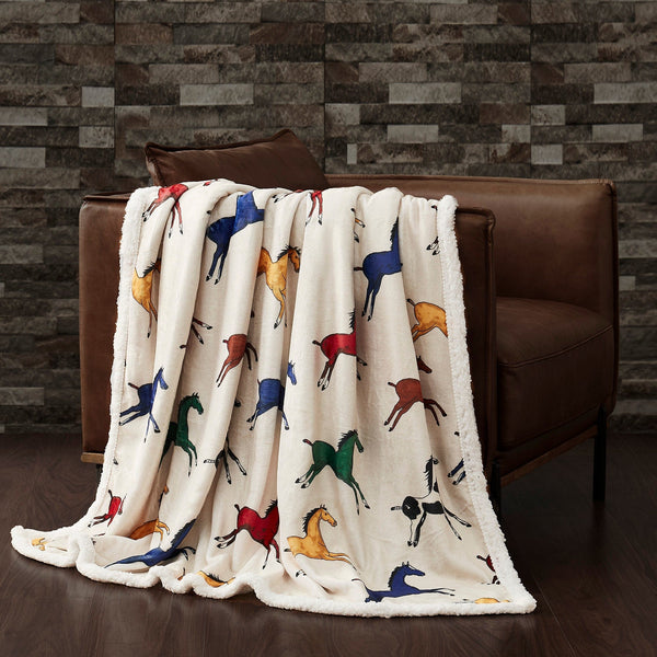 Wild Horses Campfire Sherpa Throw