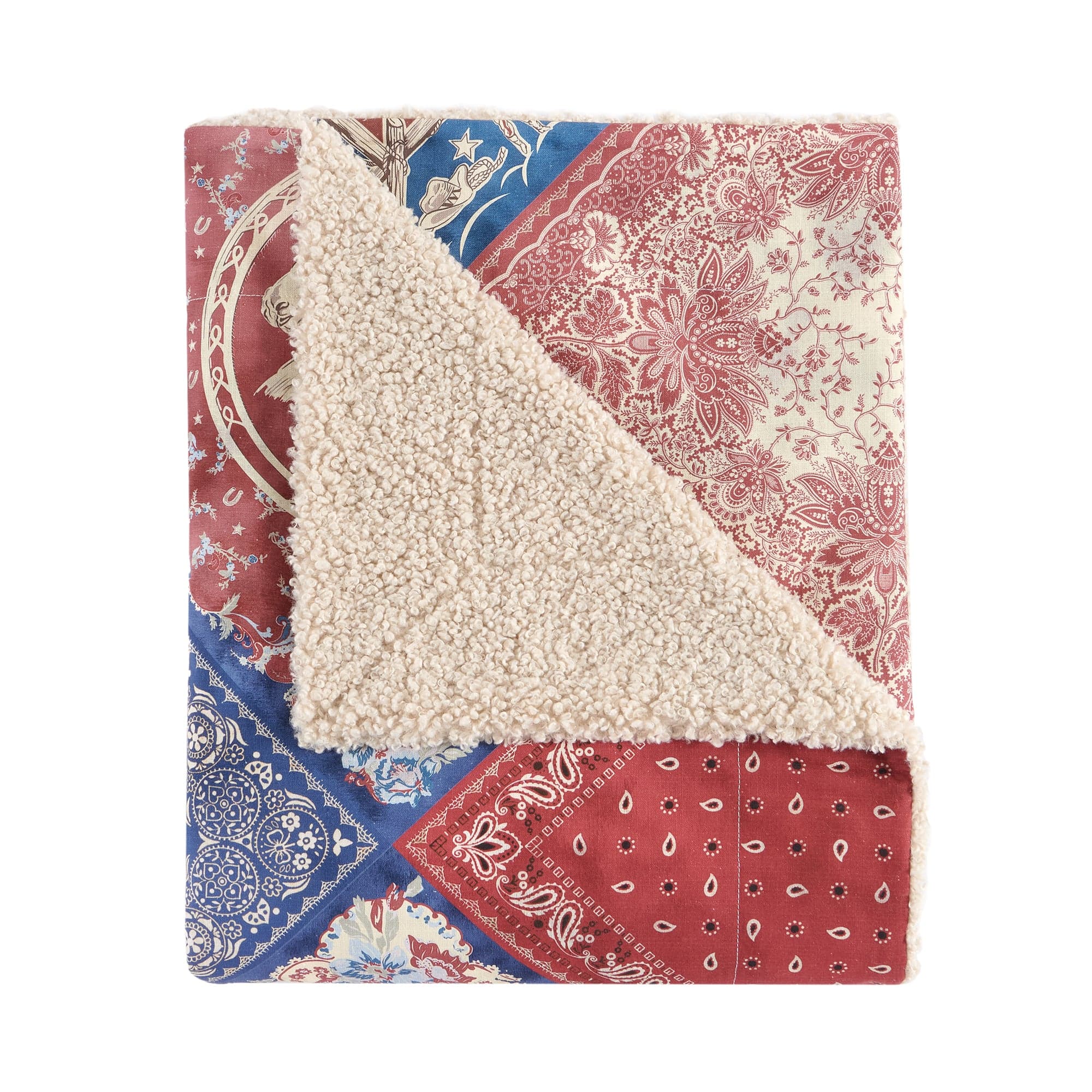 Patchwork Bandana Teddy-Backed Throw | HiEnd Accents