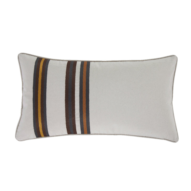 Toluca Canvas Embroidered Cotton Lumbar Pillow