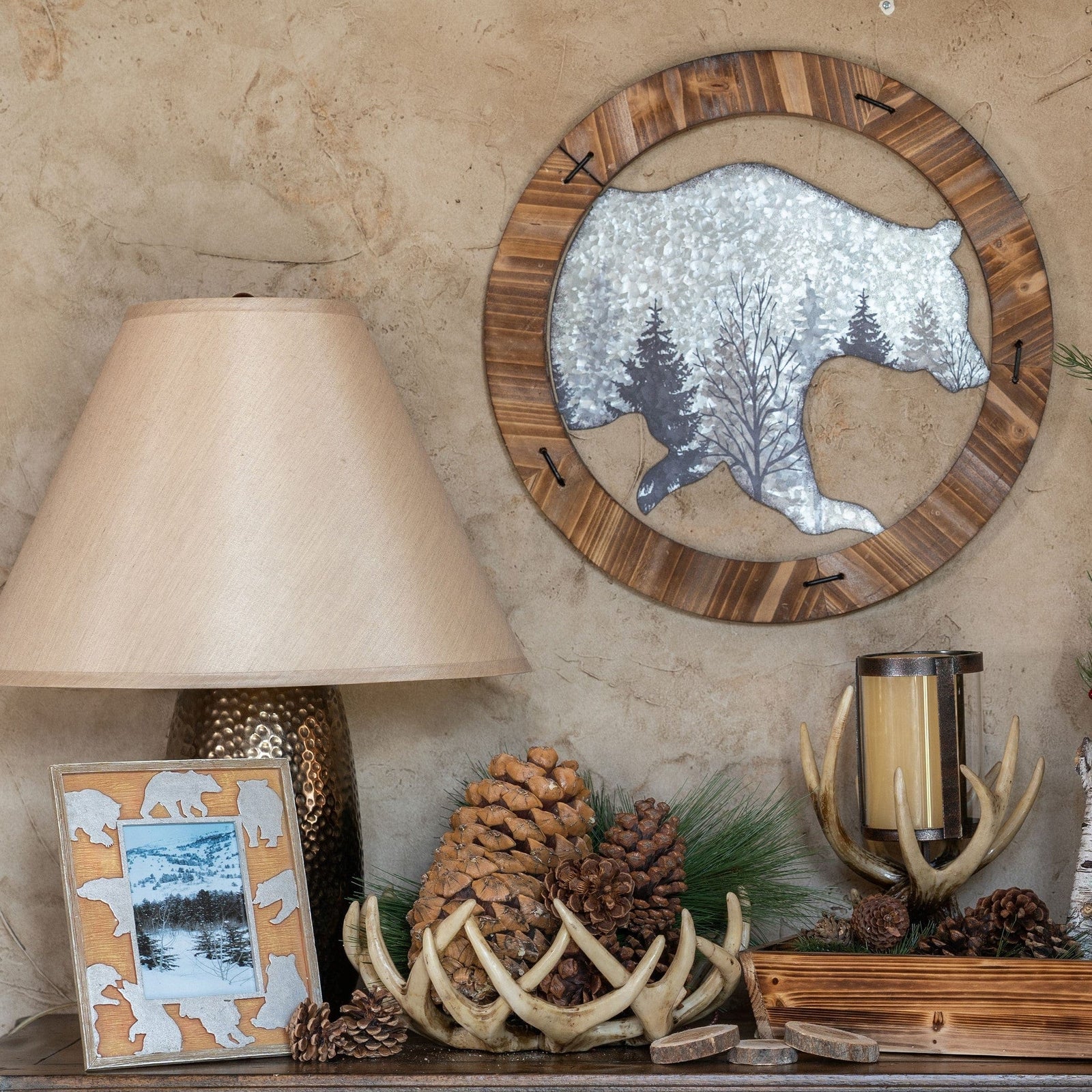 Corbeille à Papier Realistic Wood – Bois Et Bois De Cerf Factice – Thème Forêt
