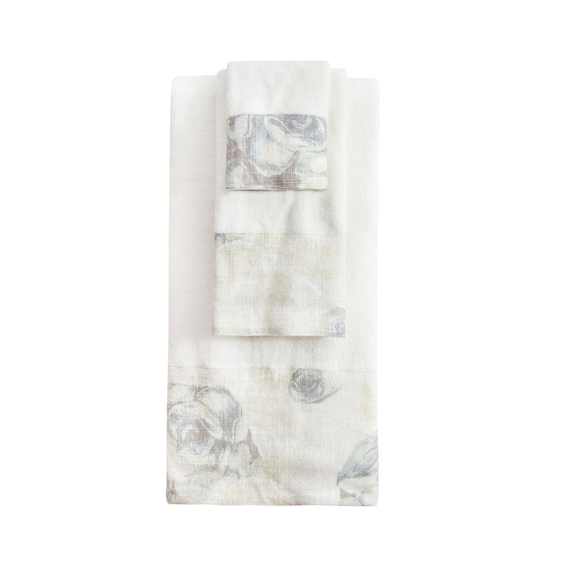 Rosaline Linen Towel Set, White Bath Towel