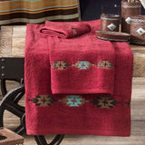 Socorro Embroidered 3PC Towel Set, Red Bath Towel