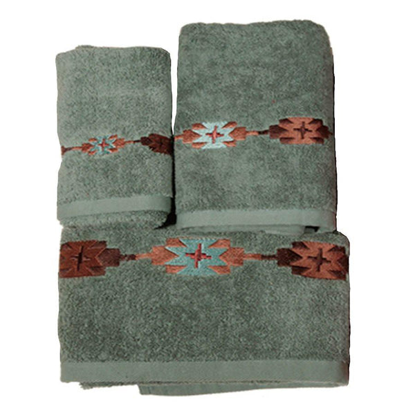 Socorro Embroidered 3PC Towel Set, Turquoise Bath Towel