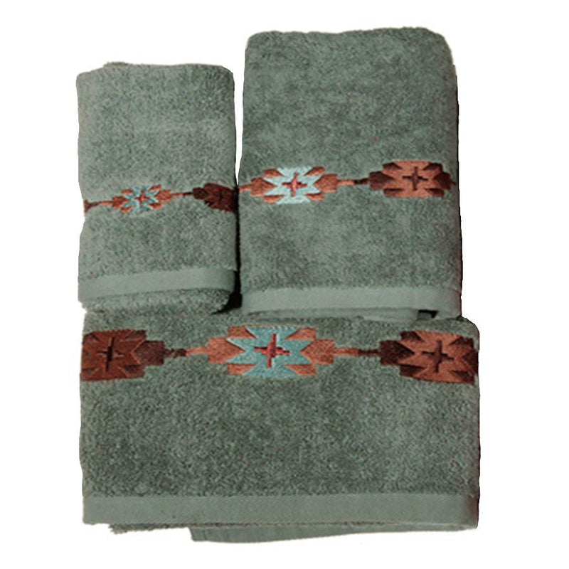 HiEnd Accents Socorro Turquoise Embroidered Bath Towels Set of 3
