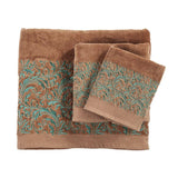 Wyatt Mocha Turquoise Scroll Bath Towels, Set of 3 Bath Towel