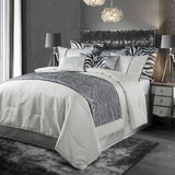 Celeste Silver Velvet & Wave Embroidered Bed Runner Bed Runner