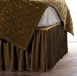 Stella Faux Silk Velvet Bed Skirt King / Green Ochre Bed Skirt