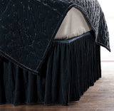 Stella Faux Silk Velvet Bed Skirt King / Midnight Blue Bed Skirt