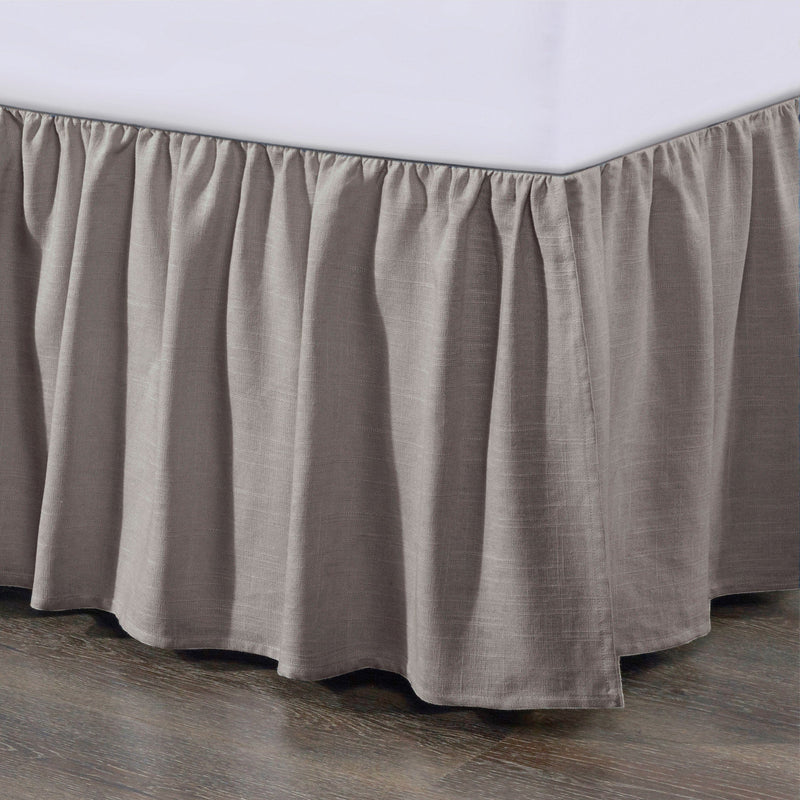Lily Gathered Linen Bed Skirt Queen / Taupe Bed Skirt