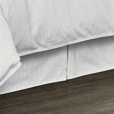 Tailored White Linen Bed Skirt, 18" Drop (Queen/King)-Bed Skirt-HiEnd Accents