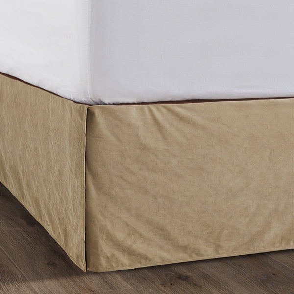 Velvet Bedskirt, Tan (16"/18" Drop)-Bed Skirt-HiEnd Accents