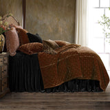 Stella Faux Silk Velvet Bedspread Set Queen / Black Bedspread