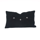 Western Suede Antique Silver Concho & Studded Lumbar Pillow Black