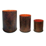 Cross Distressed Metal Cylinder Pillar Candle Holder (Set of 3) Candle Holder