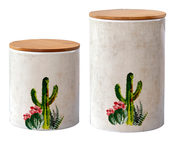 Succulent Design 2PC Canister Set Canister