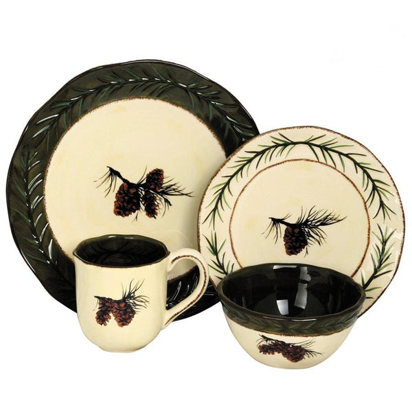 Pine Cone 16PC Ceramic Dinnerware Set Ceramic Dinnerware