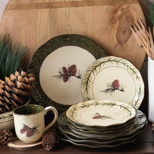 Pine Cone 16PC Ceramic Dinnerware Set Ceramic Dinnerware