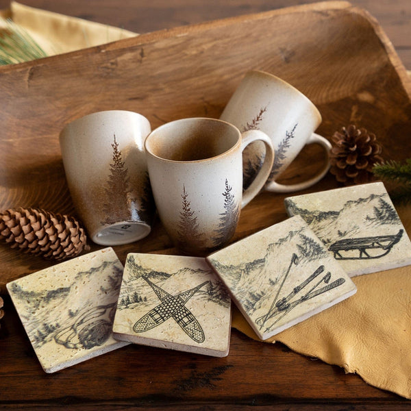 4 PC Vintage Ski Coaster Set Coaster
