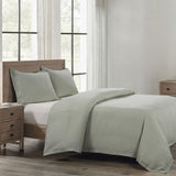 Hera Washed Linen Flange Bedding Set Comforter Set / Super King / Sage Comforter / Duvet Cover