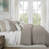Hera Washed Linen Flange Bedding Set Duvet Cover Set / Super Queen / Taupe Comforter / Duvet Cover