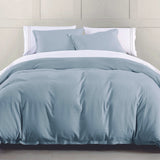 Hera Washed Linen Flange Bedding Set Duvet Cover / Super Queen / Light Blue Comforter / Duvet Cover