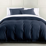Hera Washed Linen Flange Bedding Set Duvet Cover / Super Queen / Navy Comforter / Duvet Cover
